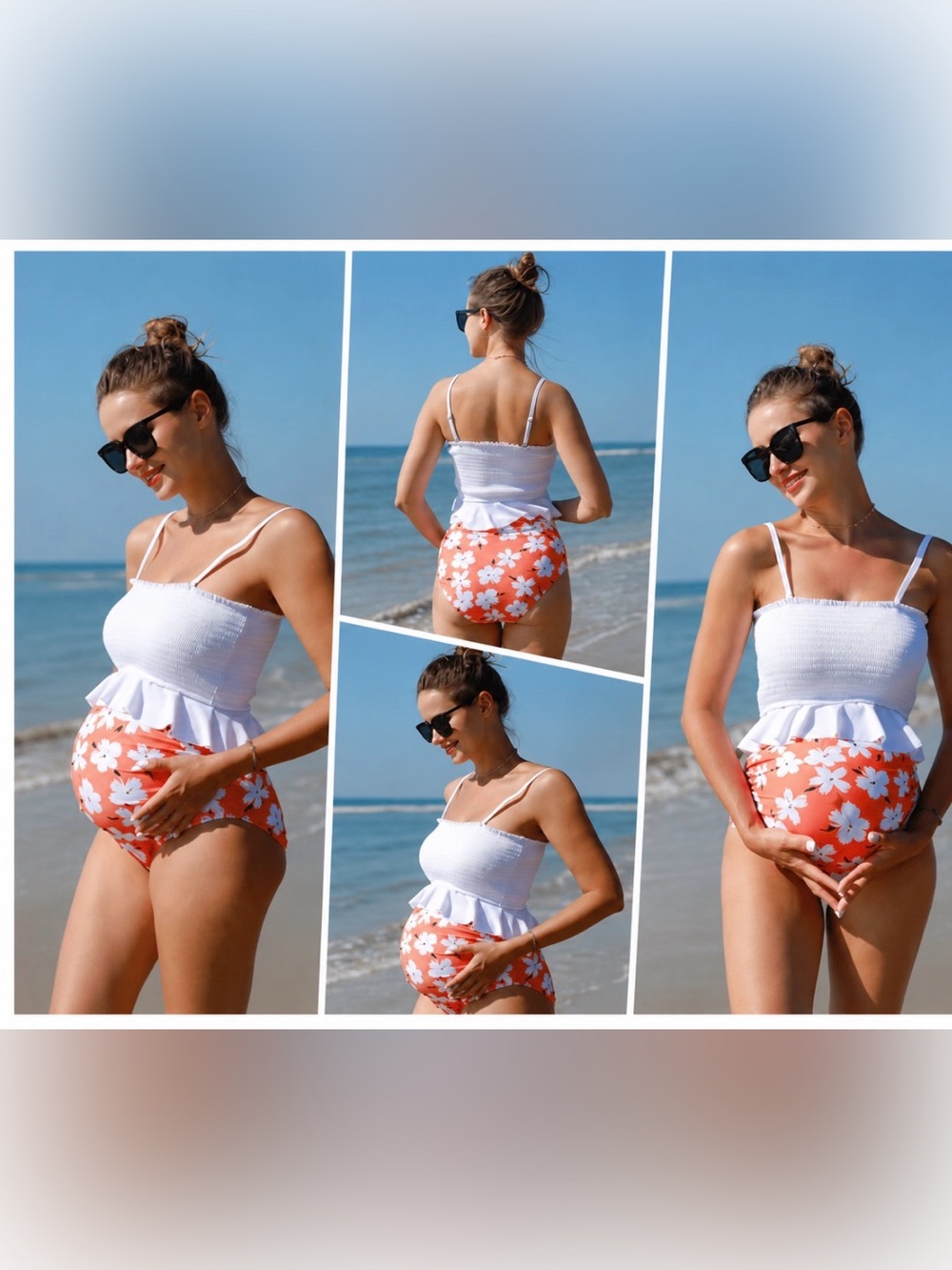 The Bikini Beach & life style. White Peplum Maternity bikini top, Summer Mae NWT